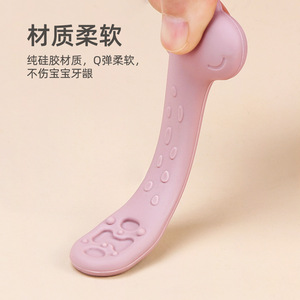 ช้อนป้อนอาหารซิลิโคนรูปยีราฟสำหรับทารก 0-12 เดือน ชุดช้อนฝึกหัดแบบยืดหยุ่น ปลอดสาร BPA - Product Image 2