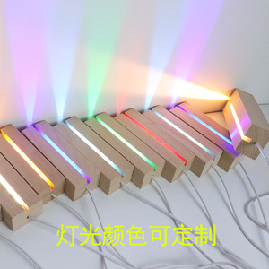 Puselife khắc laser DIY graffiti Memo Acrylic <span class=keywords><strong>USB</strong></span> <span class=keywords><strong>LED</strong></span> sáng ánh sáng ban đêm hình chữ nhật gỗ cơ sở khung đèn ánh sáng trắng ấm - Product Image 2