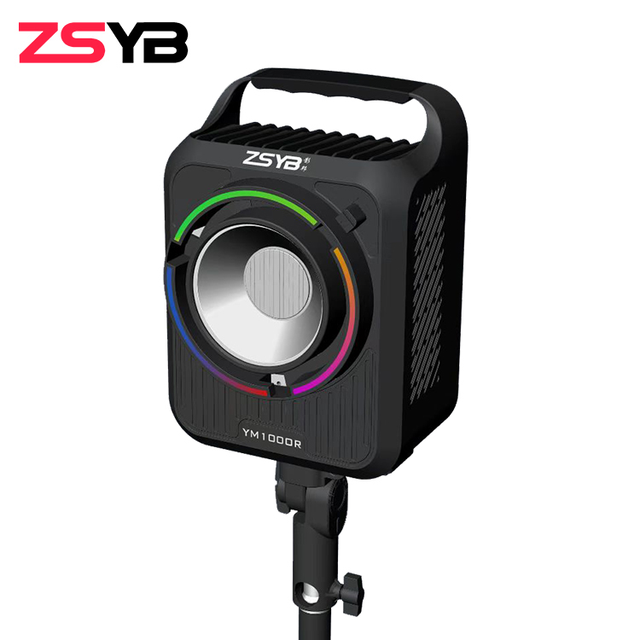 ZSYB YM1000R 200W RGBWW COB LED Video Light, 2700K-6500K + RGB, CRI 96+, 26000lm, 120° Beam, 0-100% Dimming, Bowens Mount