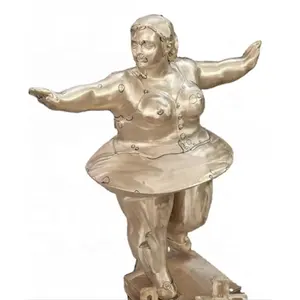 流行设计真人大小金属艺术黄铜仿古青铜铸造厂裸体裸体胖女人雕像性感女士雕塑