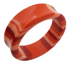 เบ็กไลท์แนววินเทจกำไลข้อมือลายทางสีส้มแดงพีชหลายสีสร้อยข้อมือคริสต์มาสที่กำลังมาแรงชุดผู้หญิงขายส่ง - Product Image 4