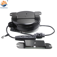Carrete de Extensión de Alta Resistencia, Venta Directa de Fábrica, Cable de Extensión de 14AWG 16A 3 Pines 250V con Enchufe Americano, Carrete de Cable Negro para Exteriores DYH-2108