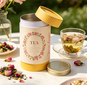 Boîte cylindrique en papier kraft écologique personnalisée avec couvercle en aluminium et doublure anti-humidité pour contenants de thé aux herbes et de café - Product Image 5