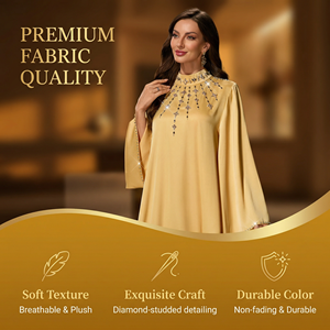 ชุดเดรสอิสลามประดับลูกปัดสำหรับผู้หญิง แขนกว้าง สำหรับงานทางการ ผู้ผลิต OEM - Product Image 2