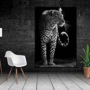Decoración moderna para el hogar recién llegado lienzo negro pintado a mano pintura al óleo estilo Vintage acuarela arte de pared con temas de animales - Product Image 3