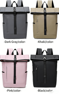 <span class=keywords><strong>Sac</strong></span> à <span class=keywords><strong>dos</strong></span> pour <span class=keywords><strong>ordinateur</strong></span> portable en nylon imperméable à fermeture roll-top pour étudiants, sacoche pour <span class=keywords><strong>ordinateur</strong></span> 15,6 pouces avec fermeture éclair pour bureau et extérieur - Product Image 2