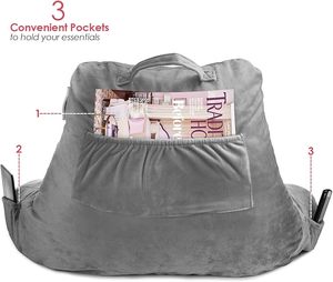 Custom Shredded <b>Memory</b> Foam Reading <b>Pillow</b> for Bed Couch Sitting Support Washable Cover Dark Grey Backrest <b>Pillow</b> - Product Image 3