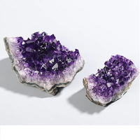 Géode d'améthyste naturelle en vrac d'Uruguay, taille aléatoire, avec grappe de drusy, pierre violette de guérison, cadeaux pour la décoration intérieure et le Feng Shui