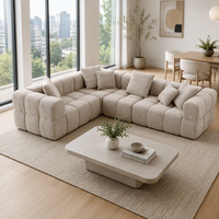 Canapé d'angle modulable en tissu style capitonné moderne, sans structure, compressé sous vide, pour salon