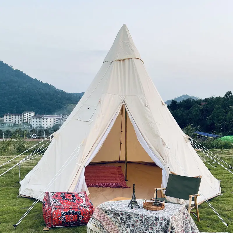 Outdoor waterproof luxury picnic big 3M Tepee Mongolia indian tipi Tent Cotton Canvas pyramid camping teepee tent for adults