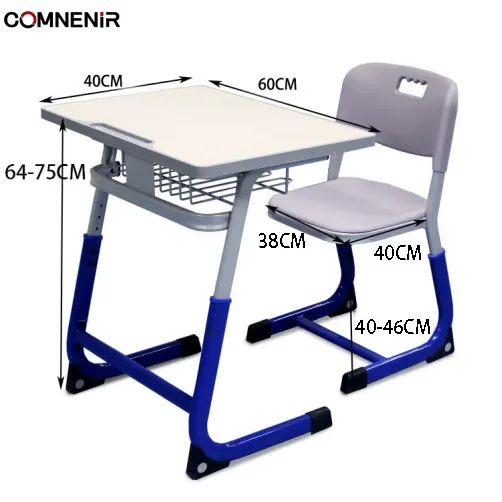 स्कूल फर्नीचर के लिए सिंगल-सीट डेस्क और कुर्सी सेट, स्कूल टेबल और कुर्सी सेट