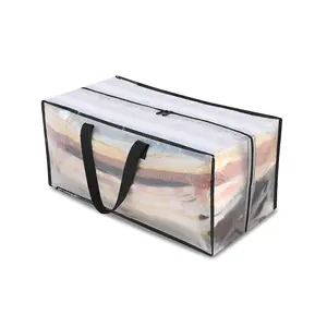 Reusable Custom Printed Foldable Large Transparent Storage Bags Heavy Duty PP woven Moving Bags