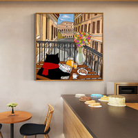 Tableaux muraux décoratifs rétro de chats de dessins animés pour la décoration de cafés, pâtisseries et boulangeries