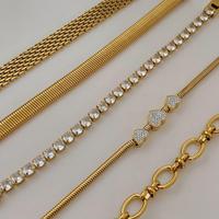 Bracelets en forme de cœur et diamant vintage en acier inoxydable avec chaîne en maille Ensemble de bracelets à chaîne de serpent pour femme