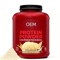 Poudre de protéines en marque privée OEM, 2,27 kg, saveur crème glacée à la vanille, 48 portions, 22 g de protéines pour marque personnalisée