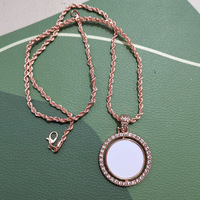 Collier à pendentif rotatif double face par sublimation, impression par transfert thermique, strass, sensation haut de gamme, pour cadeau d'anniversaire
