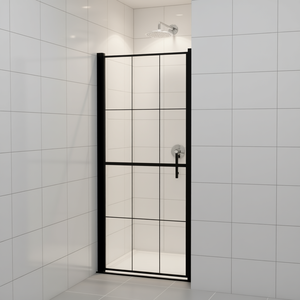 <b>Black</b> Tempered Glass Shower Door 31.9x76.8 In Sliding With <b>Frame</b> Minimalist Design - Product Image 2