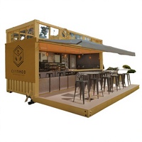 Kiosque Café Conteneur Portable avec Comptoir de Service Ouvert, Design Moderne, Garantie 1 An pour Villa, Sièges Extérieurs et Terrasse