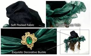 Nuevo Sombrero de Bruja/Mago de Terciopelo Esmeralda para Halloween 2026, Accesorio de Lujo, Estilo Celebridad - Product Image 5