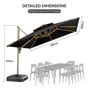 Sombrilla de Patio Impermeable Negra HANYI, Sombrilla Cuadrada Grande <span class=keywords><strong>para</strong></span> Exteriores, de Doble Techo, Resistente, con Rotación de 360 Grados <span class=keywords><strong>para</strong></span> Jardín - Product Image 2