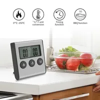Termometer Memasak Digital Dapur untuk Daging dan Makanan, Termometer Suhu untuk Oven, BBQ, Panggangan, dengan Fungsi Timer dan Probe Pengukur Panas untuk Memasak