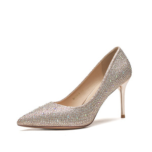 Escarpins à talons aiguilles pointus à paillettes, chaussures de mariée à talons hauts, tendance mode femme 6681-9 - Product Image 5