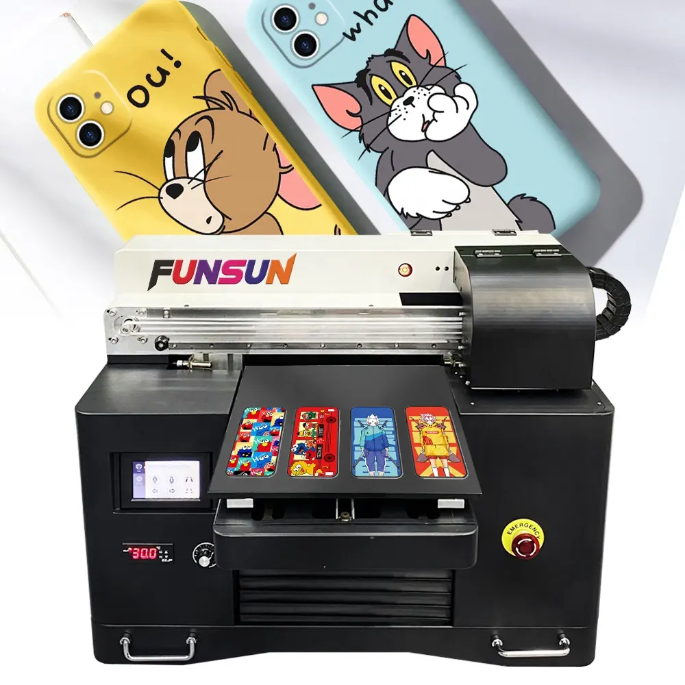 Funsun A3 Small Desktop Cup Cylinder Flat Bed Card Acrylic Bottle Phone Case Printing Mini Inkjet Led Price Flatbed UV Printer