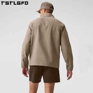 Chaqueta de poliéster reciclado Tejido ligero forrado con chaqueta de tela de Jersey Chaquetas impermeables sostenibles con cremallera forradas - Product Image 5