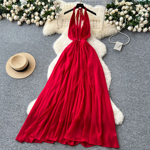 Vestido de Verano Estilo Coqueta Francesa 2025 para Mujer, con Cuello en V, Espalda Descubierta y Cintura Ajustada con Corsé - Product Image 1