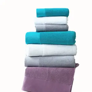 Set di asciugamani per il viso con asciugamano da bagno con Logo ricamato personalizzato spesso 100% cotone di buona qualità