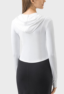 Giacca sportiva con Zip corta gialla a maniche lunghe giacca da Yoga per il tempo libero bianca XL abbigliamento Fitness coltivato UV - Product Image 2