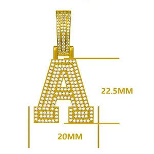 مجوهرات مخصصة من الفضة/10 قيراط من الذهب الأصفر مثلجة من المويسانيت قلادة VVS1 حروف اسم قلادة للرجال