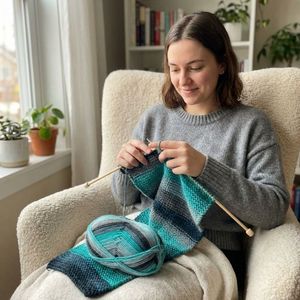 Learn to Knit <b>Kit</b> for Adults – <b>Beginner</b> Scarf <b>Knitting</b> <b>Kit</b> with Wool Yarn, Bamboo Needles & Video Tutorials – Nebula - Product Image 6
