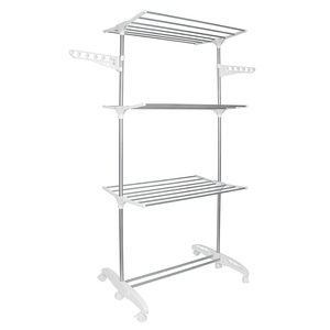 Séchoir à <span class=keywords><strong>linge</strong></span> pliable en acier inoxydable Cedar Space, 3 niveaux, durable, avec <span class=keywords><strong>roulettes</strong></span> à frein, solution de rangement mobile - Product Image 3