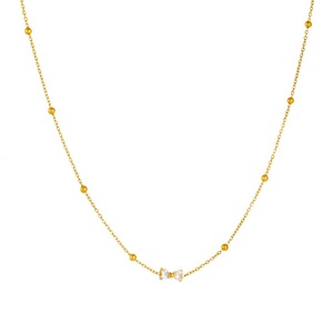Diamond Zircon Bow Necklace Gold Plated Stainless Steel Minimalist Clavicle Chain Everyday Wear - Product Image 5