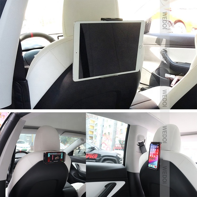 Car Headrest Hooks With Phone Holder Backseat for Phone Ipad Support Mobile Back Seat Kid Clip Stand Mount