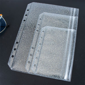 Raccoglitore A5 A6 A7 con 2 Tasche Trasparenti in PVC Glitterato, Busta con Chiusura a Zip e Tasca Laterale Senza Cerniera, Buste Portacontanti - Product Image 2