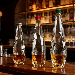 Bouteille de vin en verre cristal transparente de luxe 500 ml 750 ml au design unique en forme de diamant pour whisky, vodka, <span class=keywords><strong>tequila</strong></span> avec bouchon à vis - Product Image 5