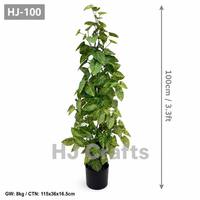 Planta Artificial de 100CM con Hojas Verdes Realistas, Resistente a los Rayos UV, Ecológica, en Maceta, Venta al Por Mayor Directa de Fábrica, OEM