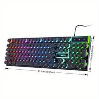 T-WOLF T11 Gaming Wired Keyboard 104 Keys Retro-round Keycaps Gaming LED Keyboard Punk Style Mechanical Feeling Keyboard