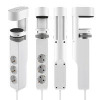 Prise de bureau sans perçage, 3 prises, 3 ports USB (2C/1A) QC3.0 PD20W, 3680W 250V, interrupteur de mise à la terre, prise Schuko, pour bureau et domicile, OEM
