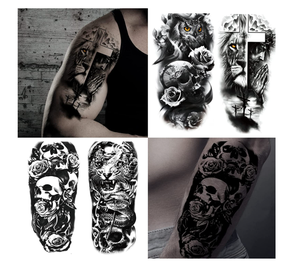 <span class=keywords><strong>Tatuaje</strong></span> temporal para hombres, mujeres, adultos, incluye tatuajes realistas 3D negros grandes, <span class=keywords><strong>tatuaje</strong></span> temporal de <span class=keywords><strong>media</strong></span> <span class=keywords><strong>manga</strong></span> - Product Image 2