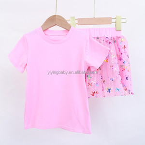 Completo Due Pezzi per Bambine: T-Shirt a Maniche Corte e Gonna <span class=keywords><strong>in</strong></span> <span class=keywords><strong>Tulle</strong></span> Stampata, Abbigliamento Casual da Principessa di Alta Qualità Personalizzabile - Product Image 3