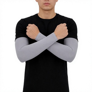 Manguitos de compresión deportivos de poliéster para hombre, color gris sólido, manga larga, UPF50+ - Product Image 2