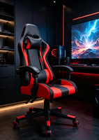 Chaise de course ergonomique en cuir PU Gamer pour jeu haut de gamme rouge ergonomique Silla Gaming Personabilisada