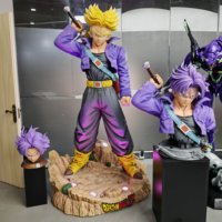Dragon Ball Z : Statue en résine de Trunks Super Saiyan à double tête avec épée, taille réelle 1:1, figurine d'anime de collection, décoration