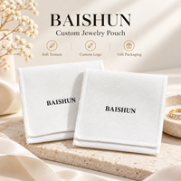 Pochette à bijoux en coton blanc personnalisée avec logo OEM ODM, fabrication directe d'usine, avec surpiqûres nettes pour l'emballage des bagues