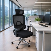 Chaise de bureau ergonomique rotative à hauteur réglable en maille respirante, best-seller, avec appui-tête
