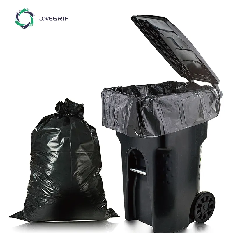Sacs à ordures en plastique noir biodégradables écologiques de haute qualité de fabricant d'usine en gros
