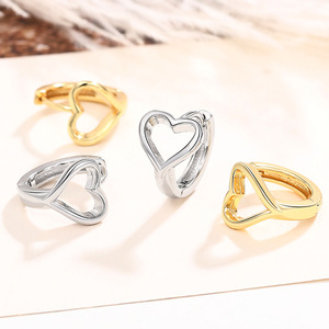 Orecchini a Cerchio con Cuore Vuoto per Donne, Semplici Orecchini a Forma di Cuore, Gioielli di Moda per Uso Quotidiano - Product Image 2